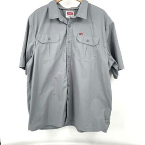 Wrangler Men's XL Gray Button Up Shirt Short Sleeve Shirt